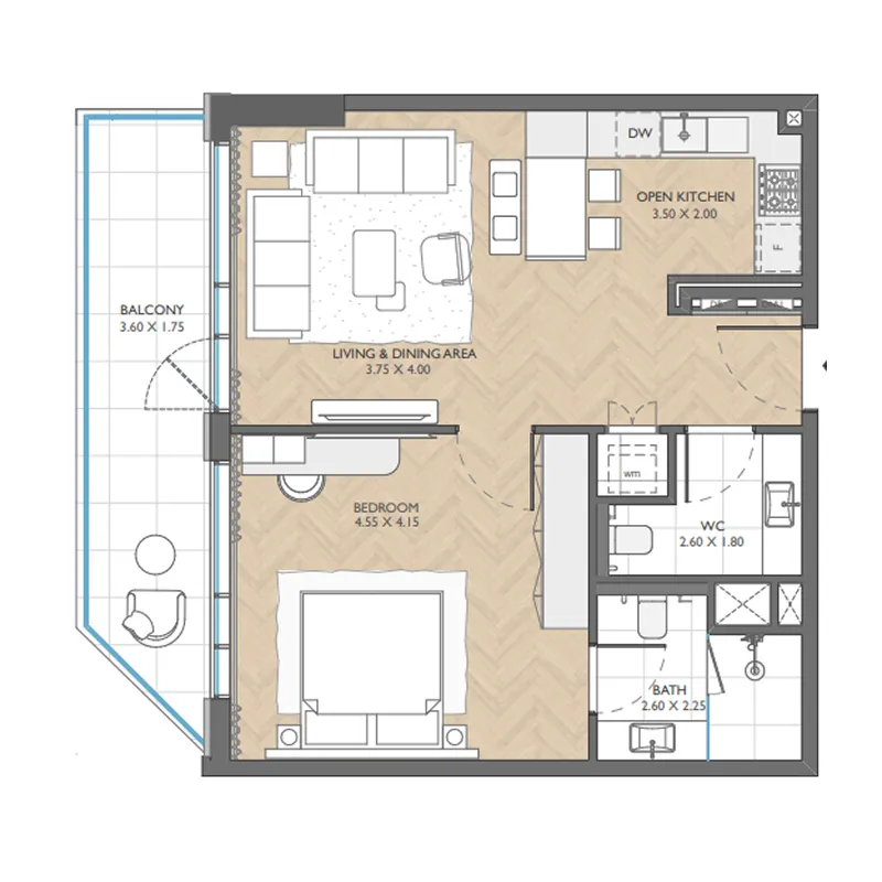 Floor plan — 1 BR