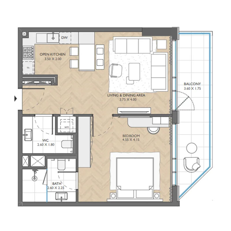 Floor plan — 1 BR