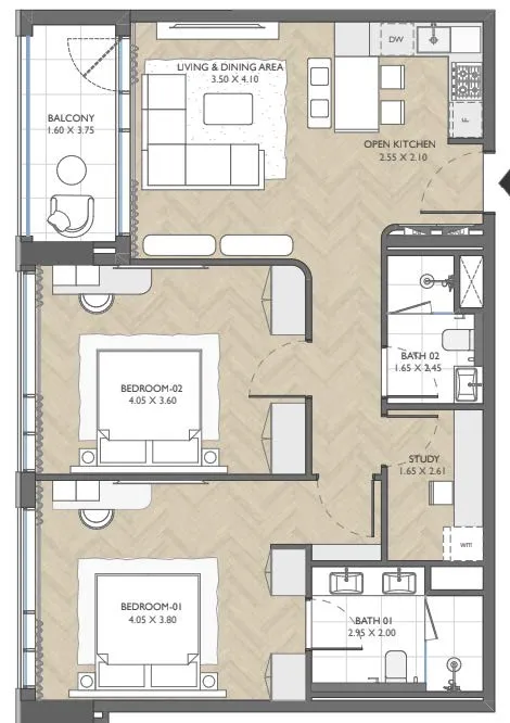 Floor plan — 2.5 BR
