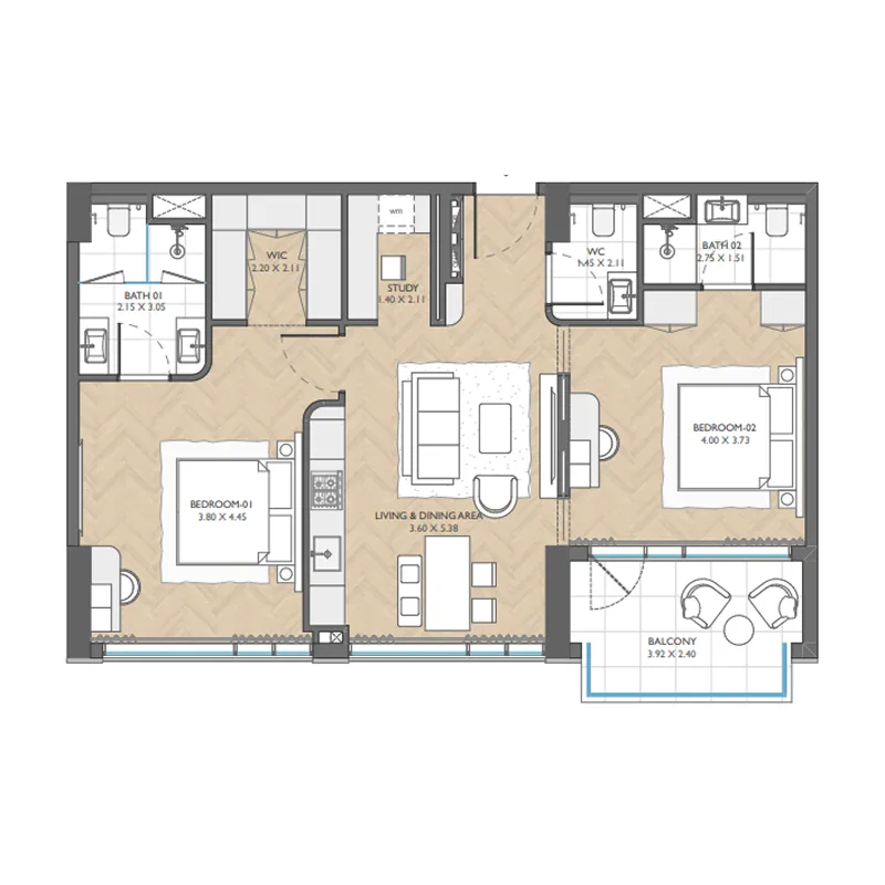 Floor plan — 2.5 BR