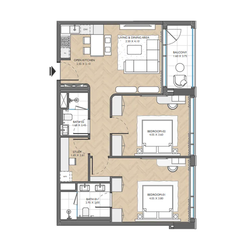 Floor plan — 2.5 BR