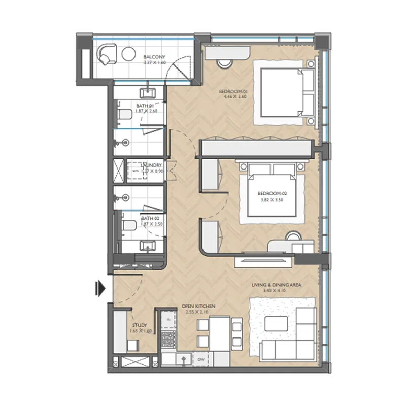 Floor plan — 2.5 BR