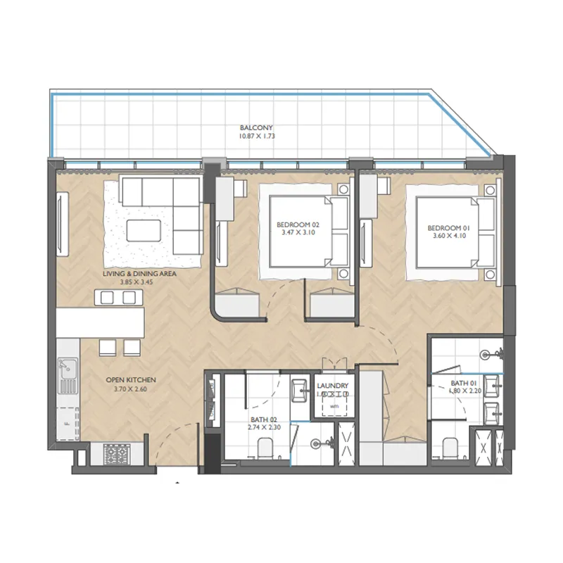 Floor plan — 2 BR
