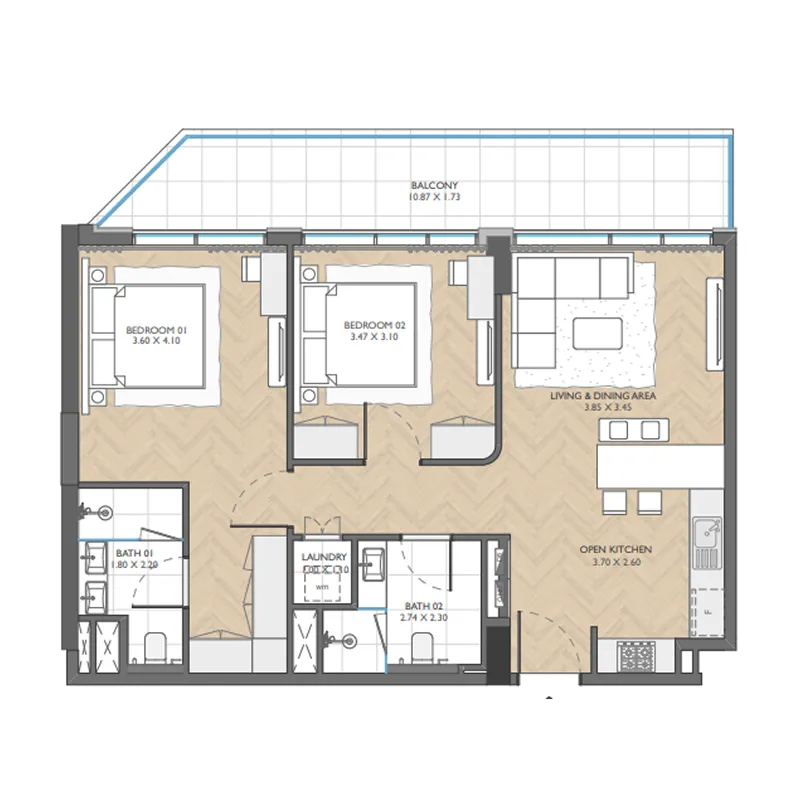 Floor plan — 2 BR