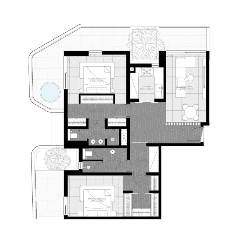 Floor plan — 2 BR
