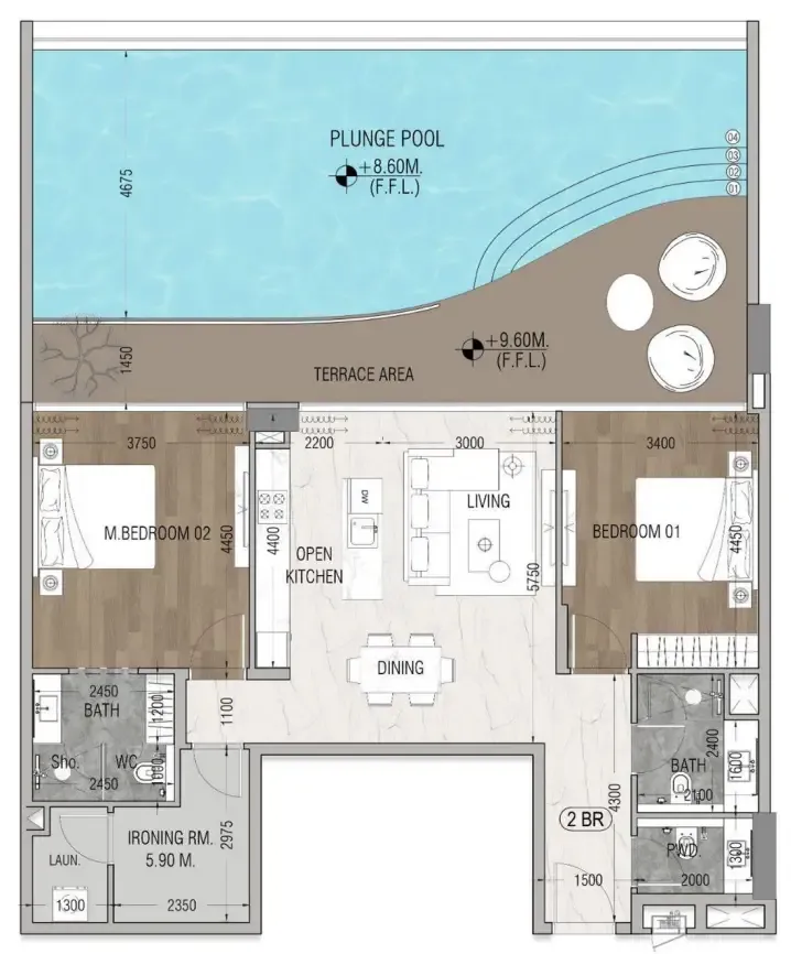 Floor plan — 2 BR