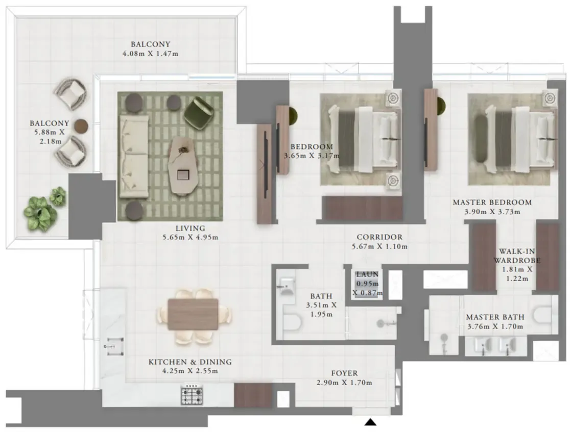 Floor plan — 2 BR