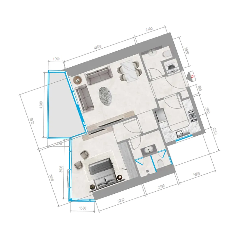 Floor plan — 1 BR