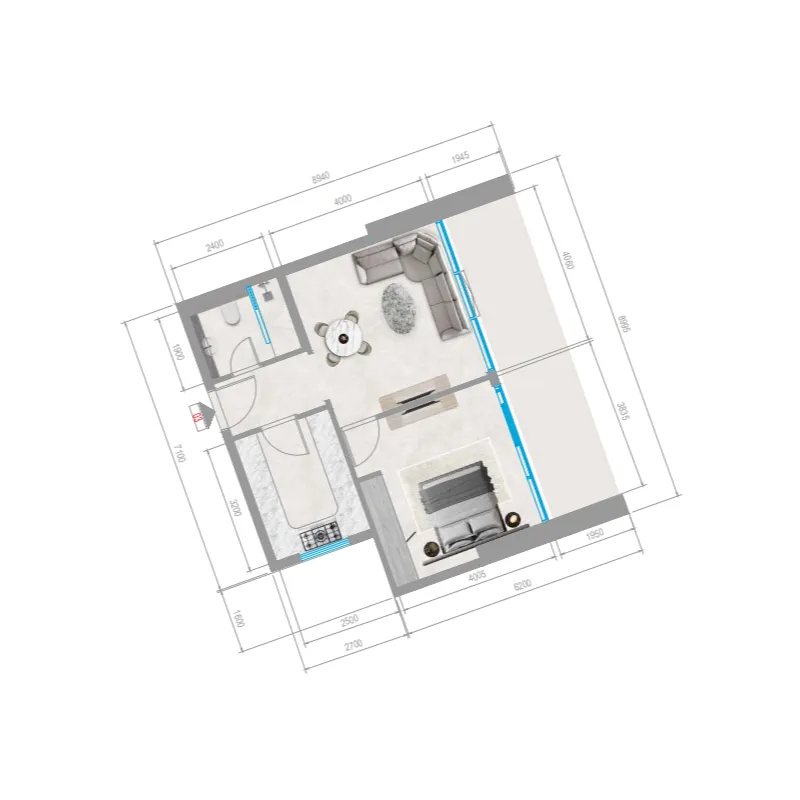 Floor plan — 1 BR