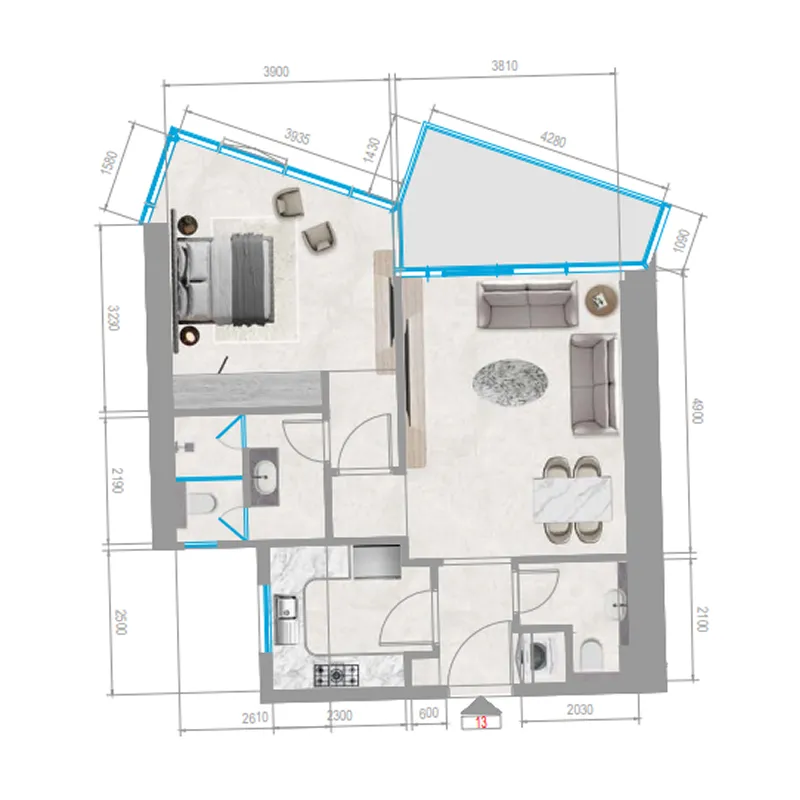 Floor plan — 1 BR
