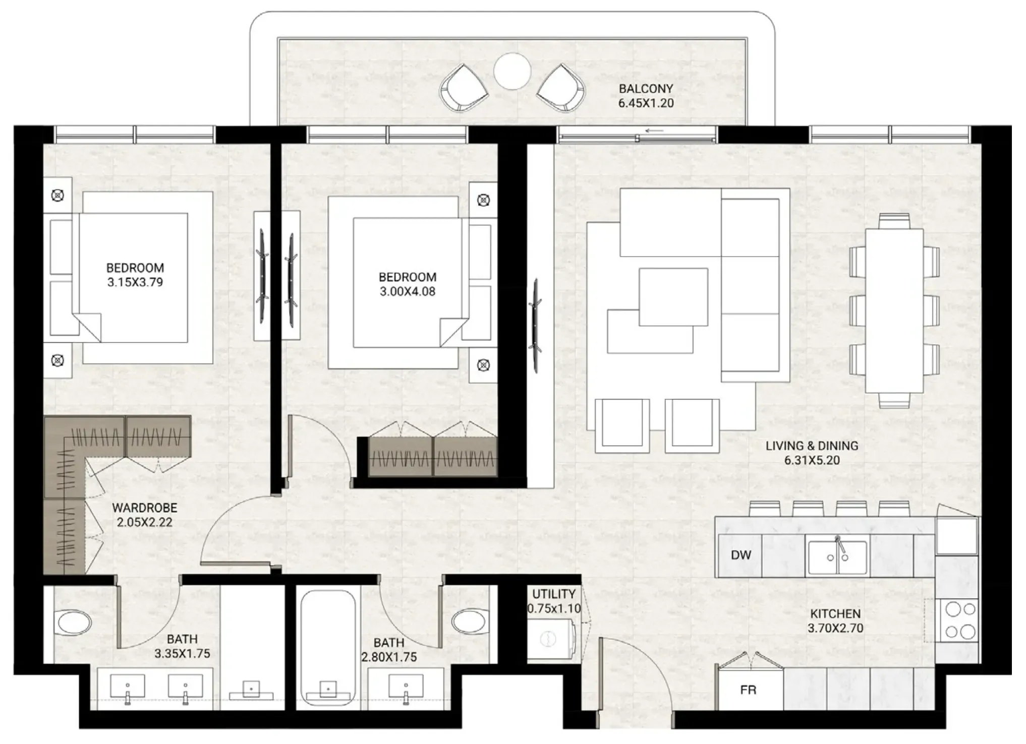 Floor plan — 2 BR