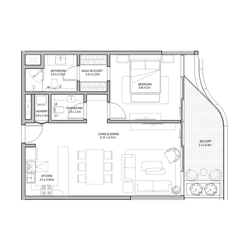 Floor plan — 1 BR