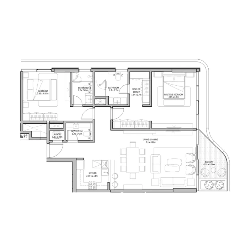 Floor plan — 2 BR