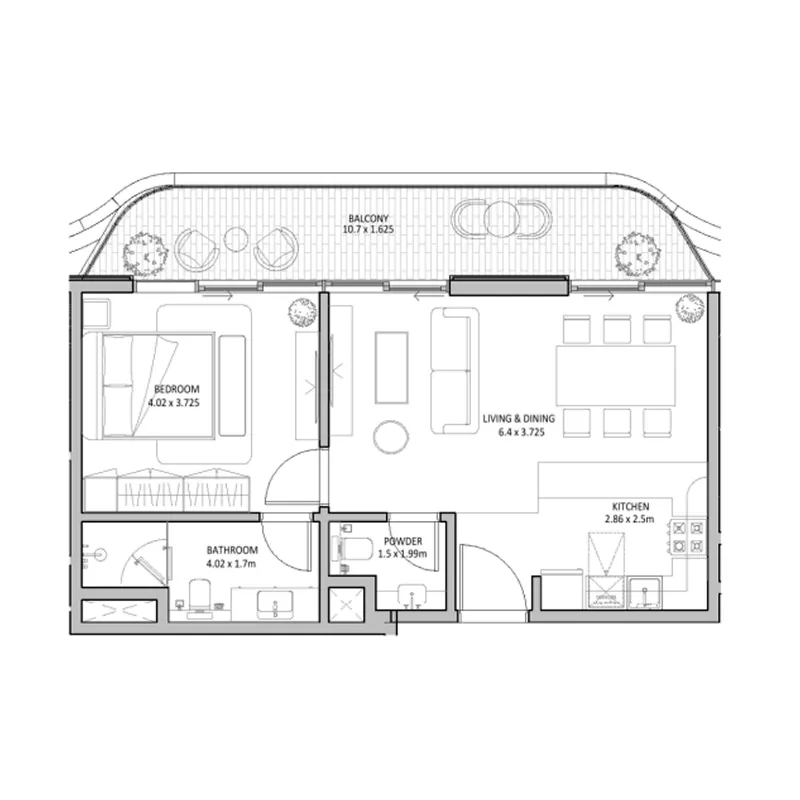 Floor plan — 2 BR