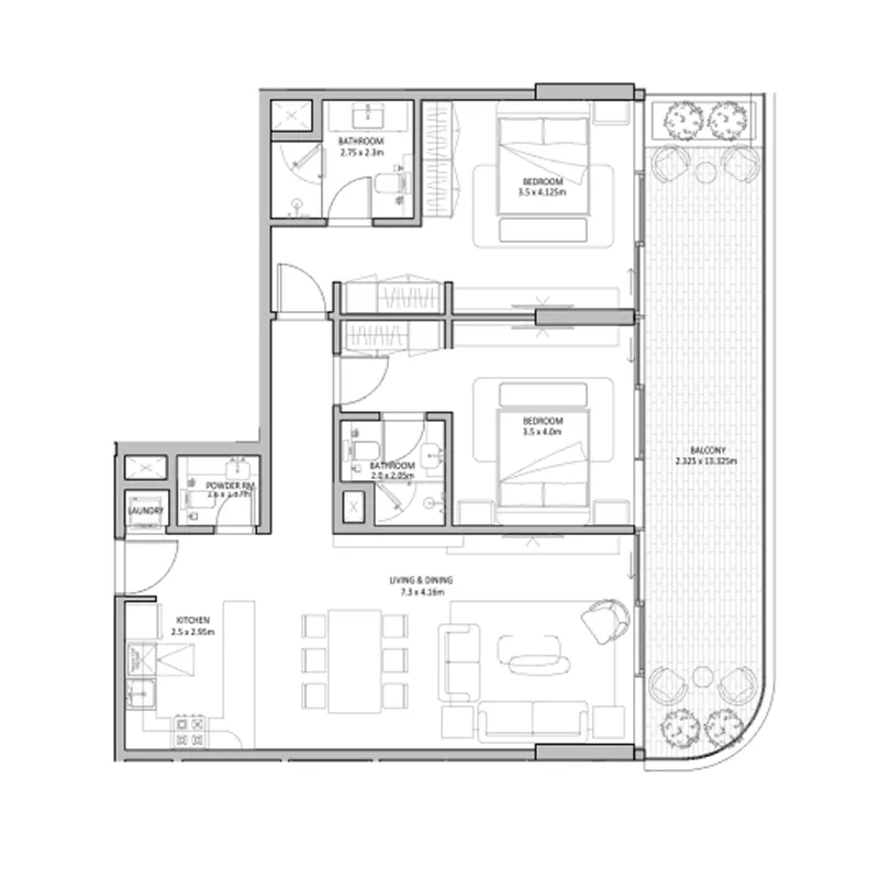 Floor plan — 2 BR