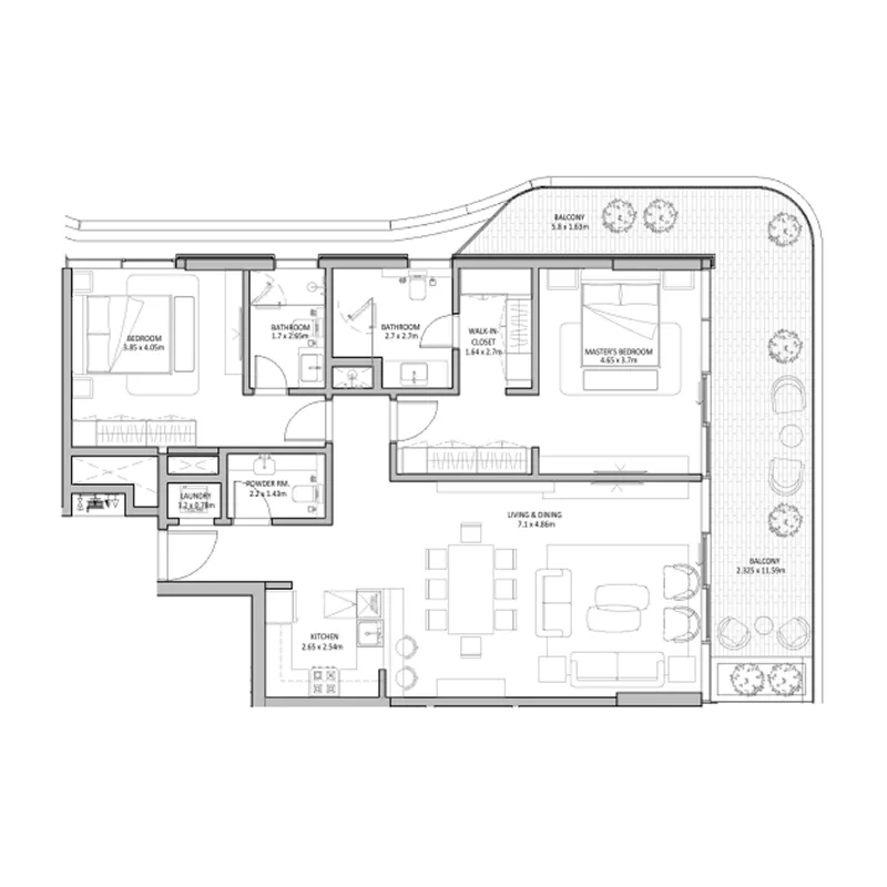 Floor plan — 2 BR