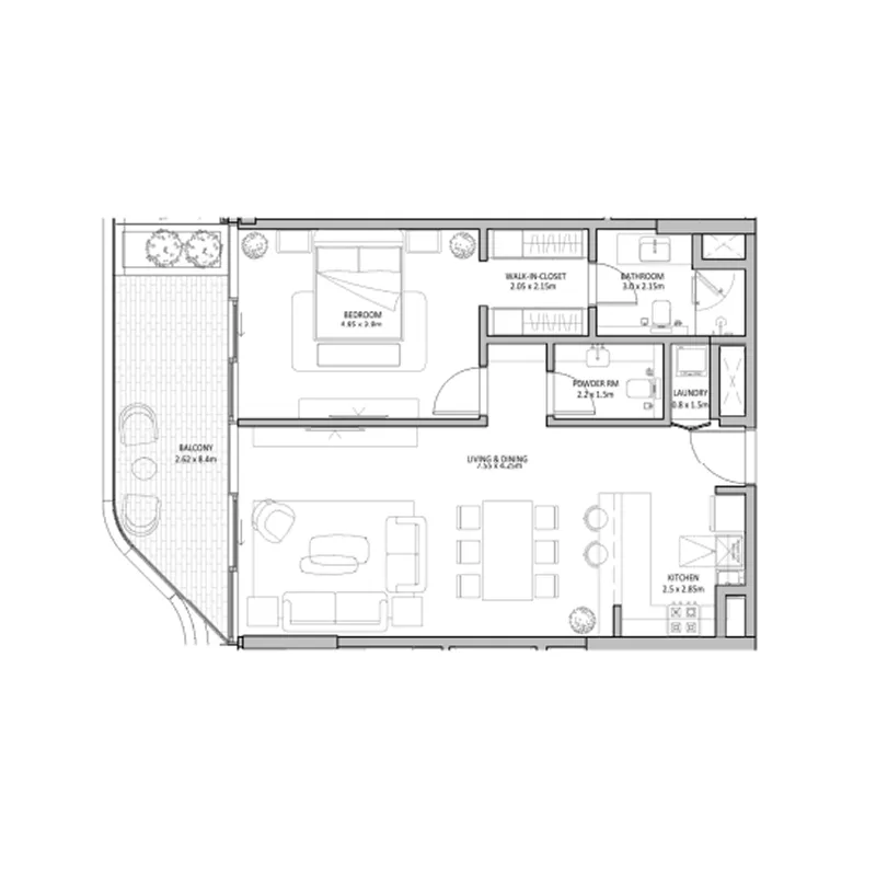 Floor plan — 2 BR