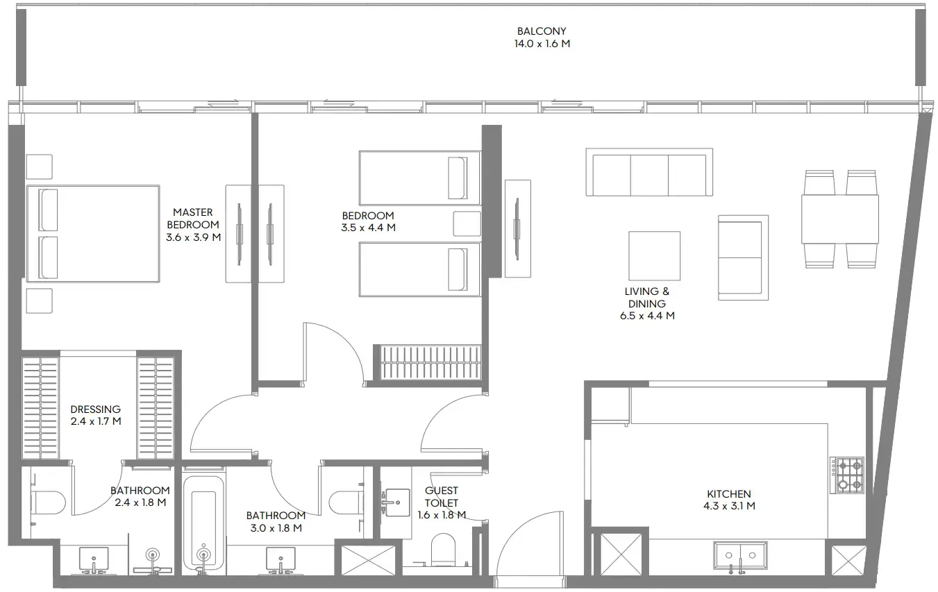 Floor plan — 2 BR