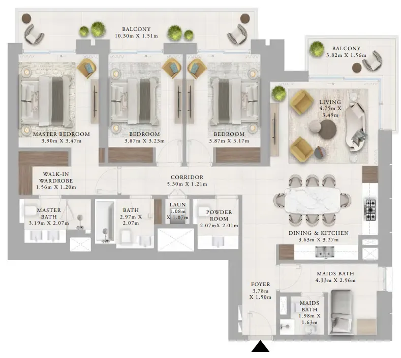 Floor plan — 3 BR