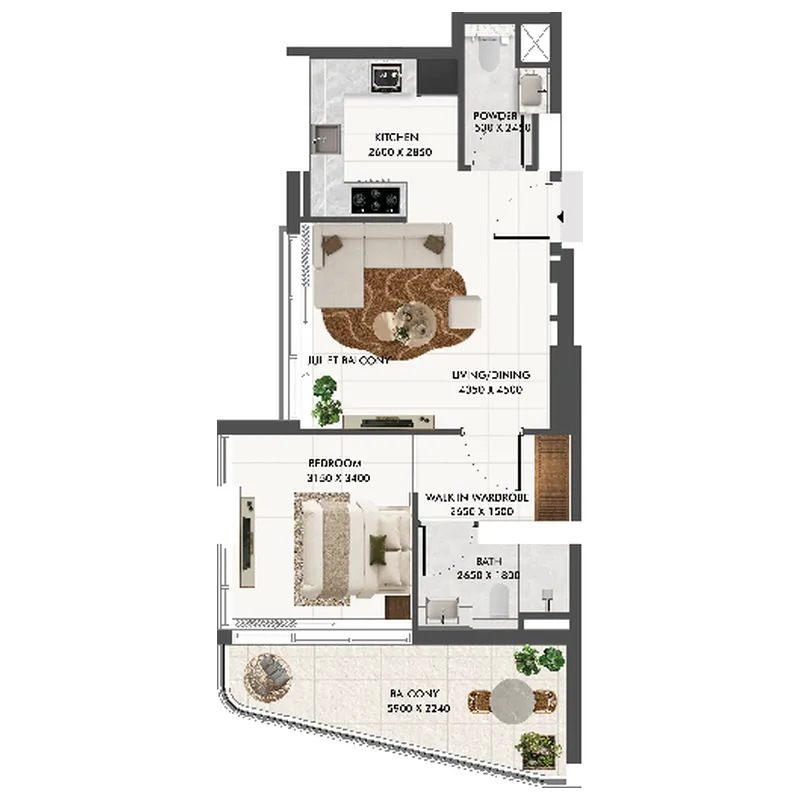 Floor plan — 1 BR