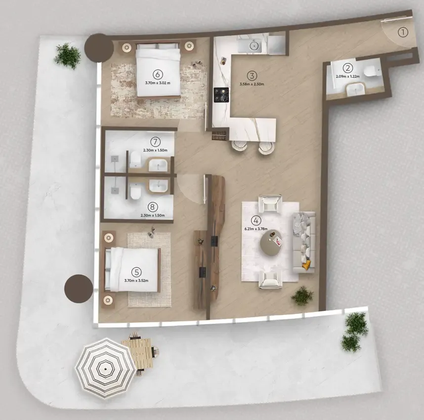 Floor plan — 2 BR