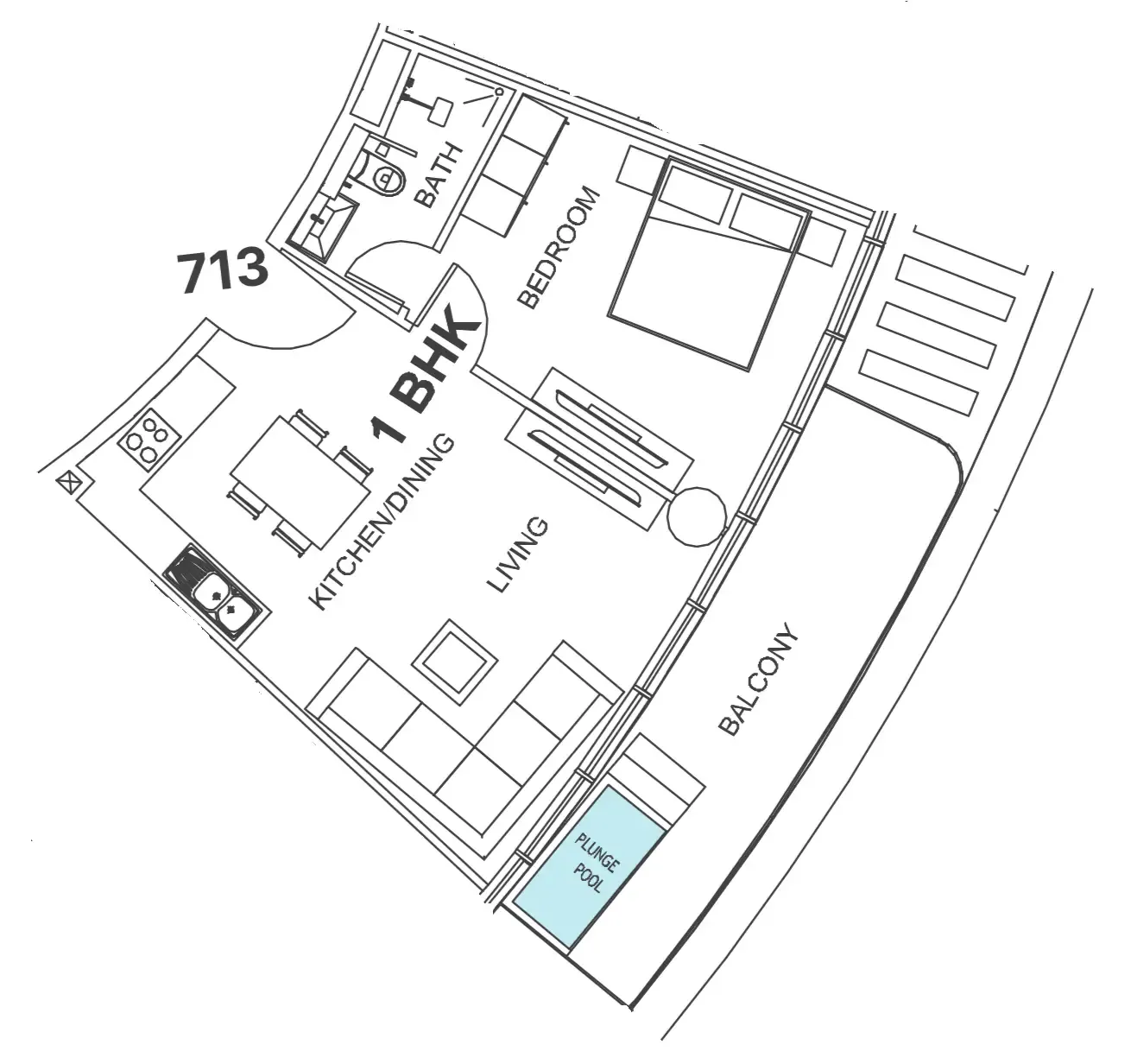 Floor plan — 1 BR