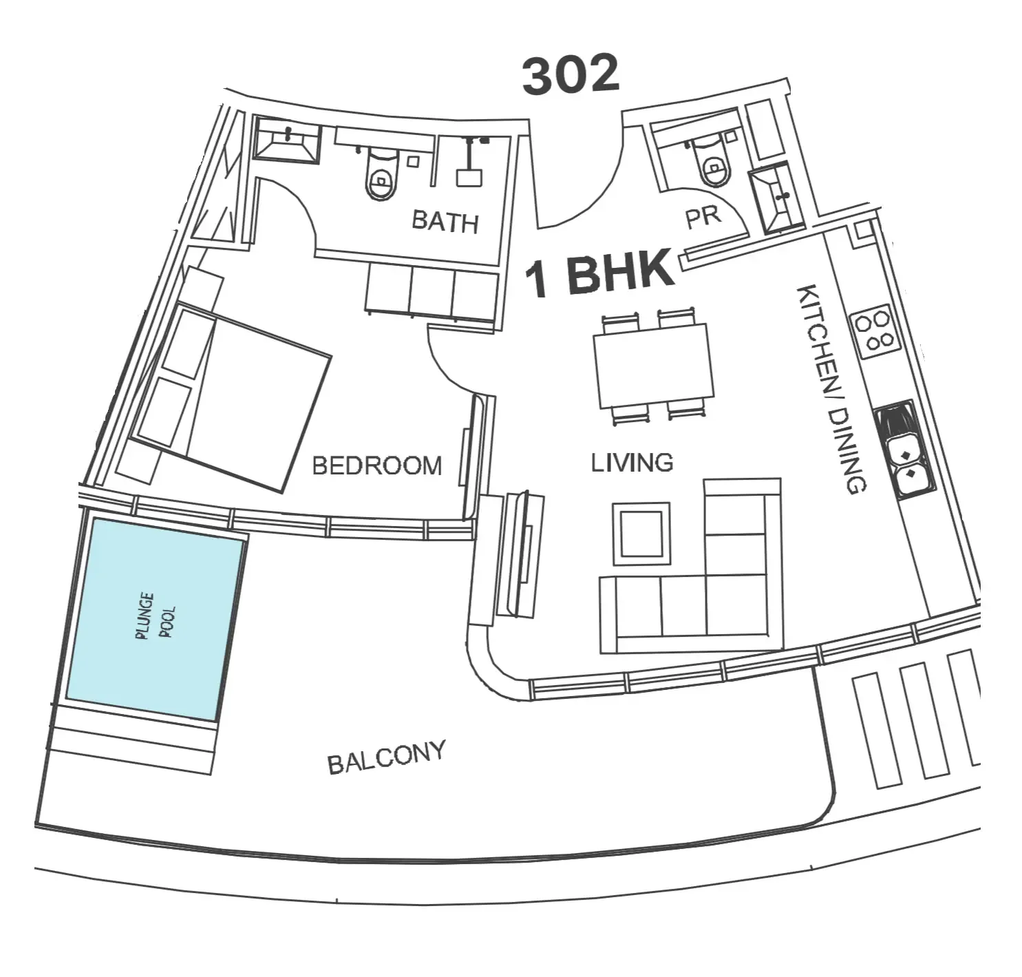 Floor plan — 1 BR