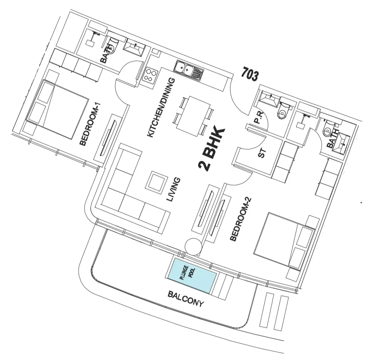 Floor plan — 2 BR