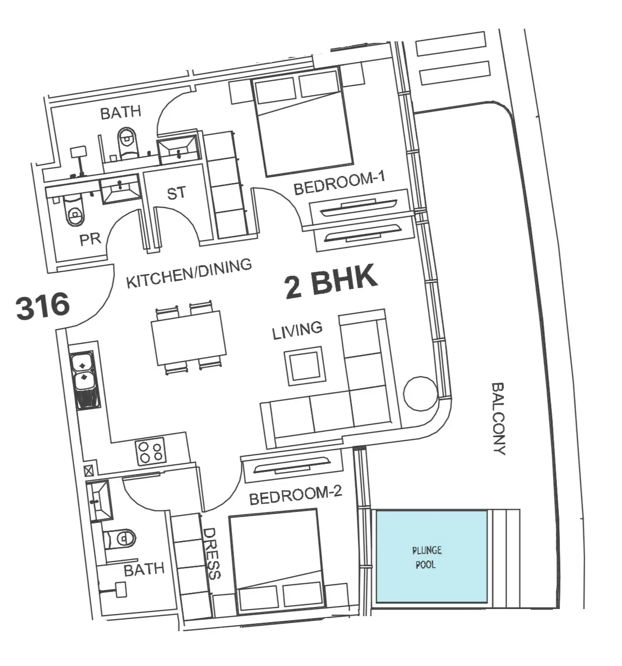 Floor plan — 2 BR