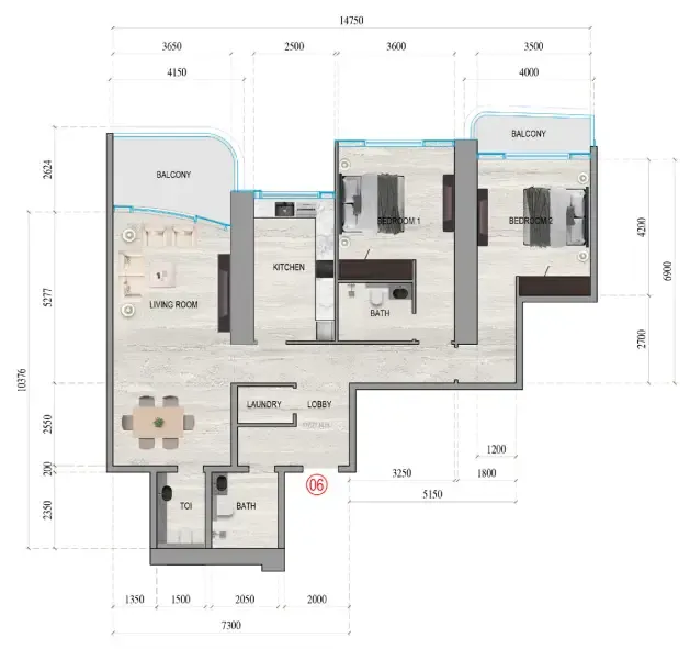 Floor plan — 2 BR