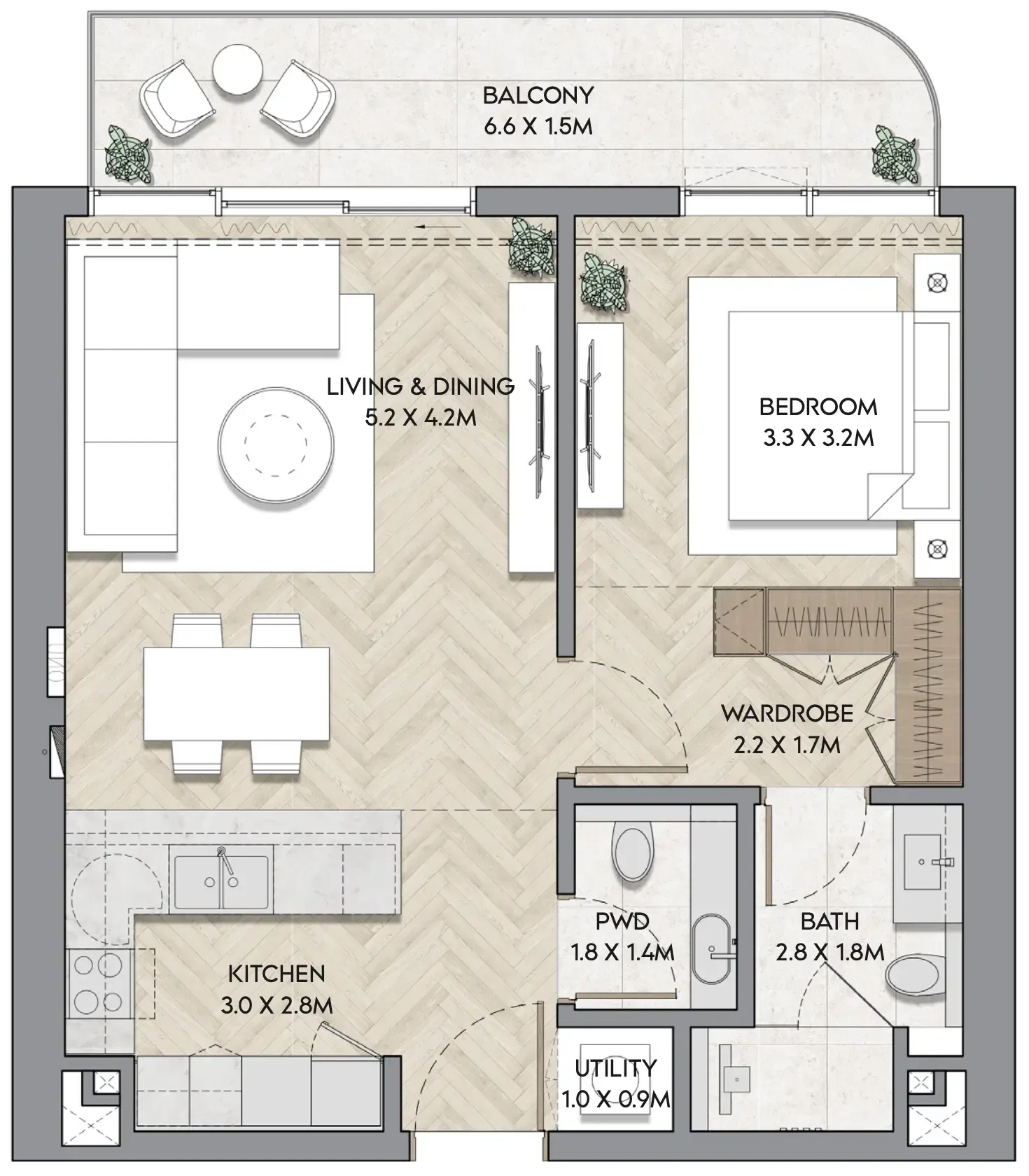 Floor plan — 1 BR