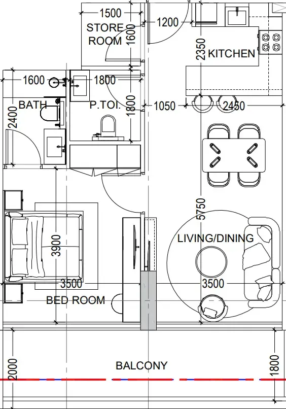 Floor plan — 1 BR