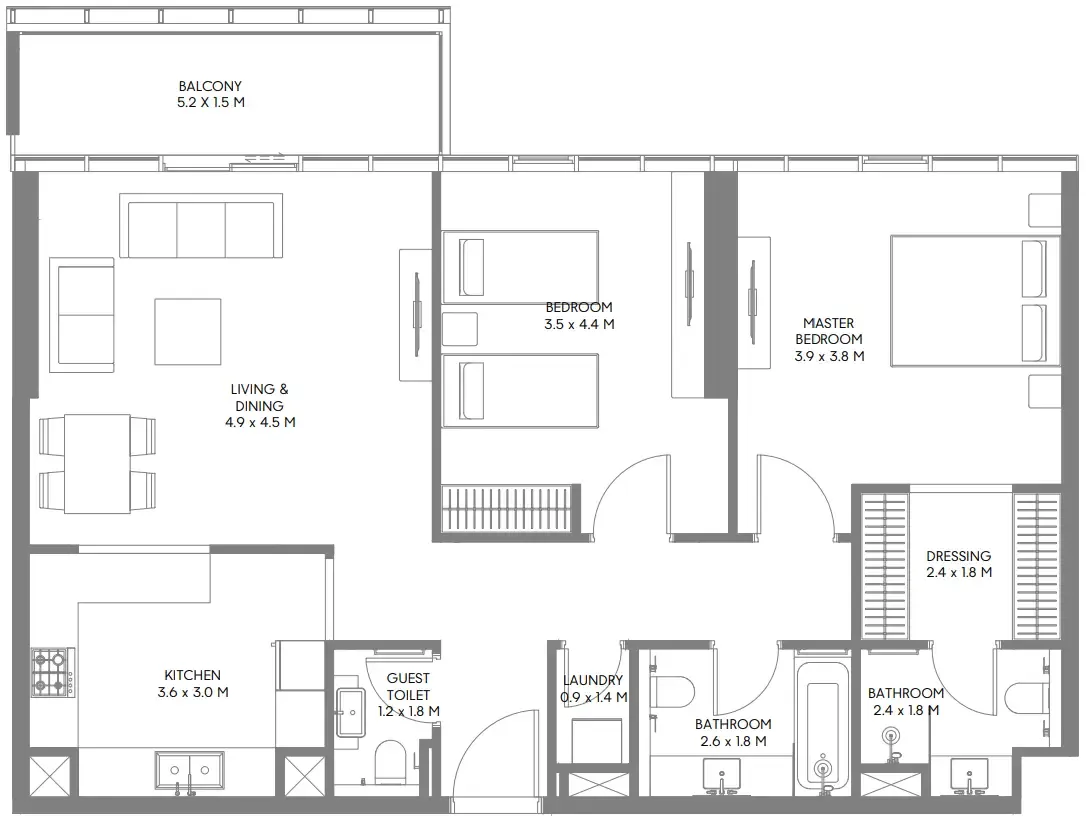 Floor plan — 2 BR