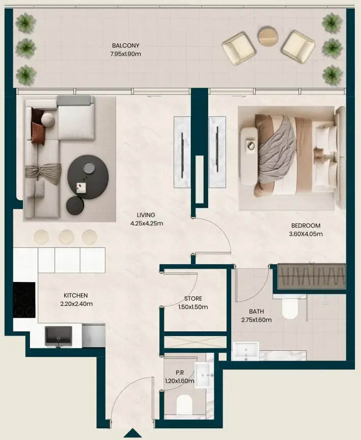 Floor plan — 1 BR
