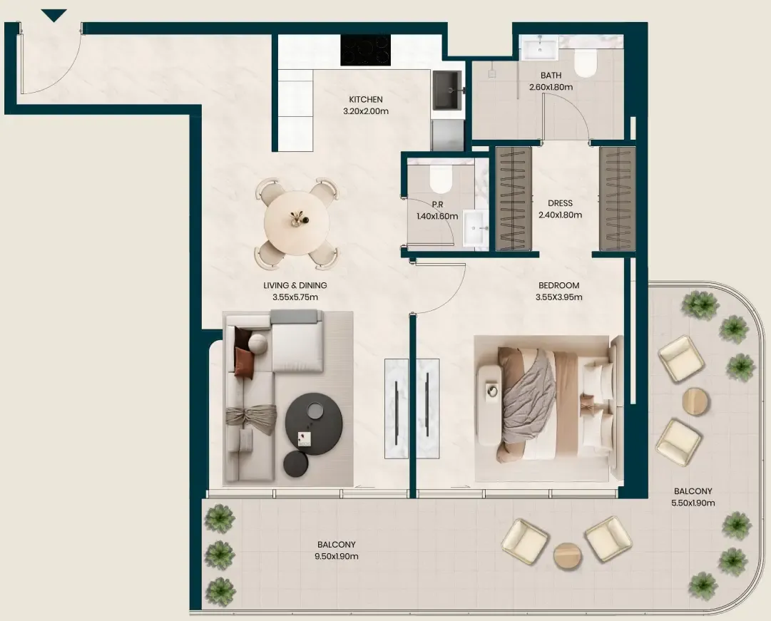 Floor plan — 1 BR