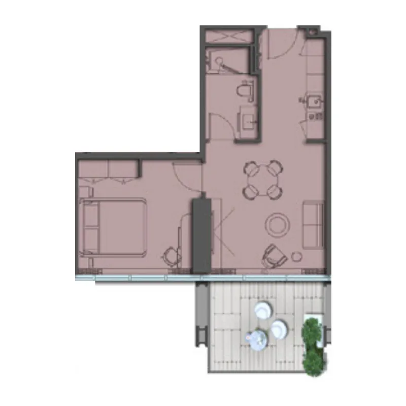 Floor plan — 1 BR