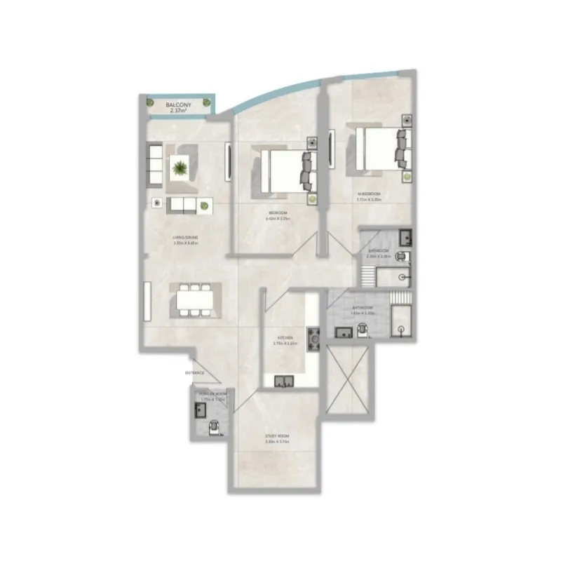 Floor plan — 2 BR