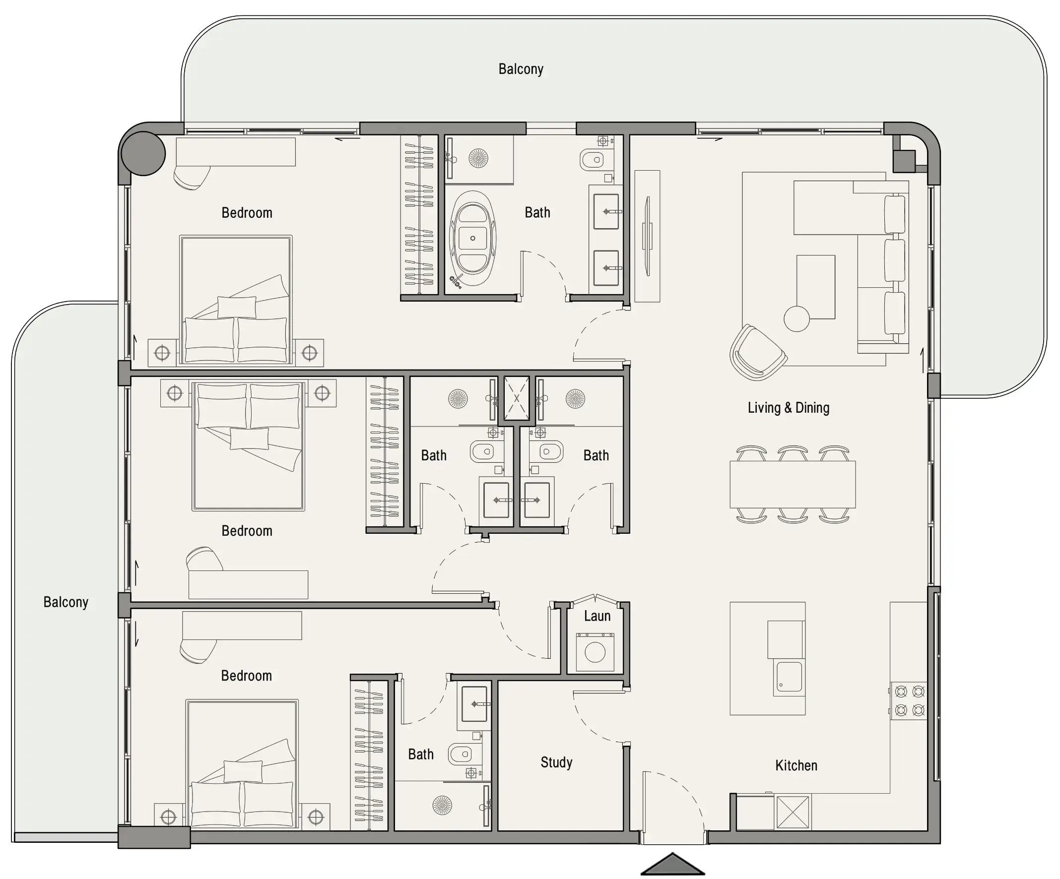 Floor plan — 3 BR