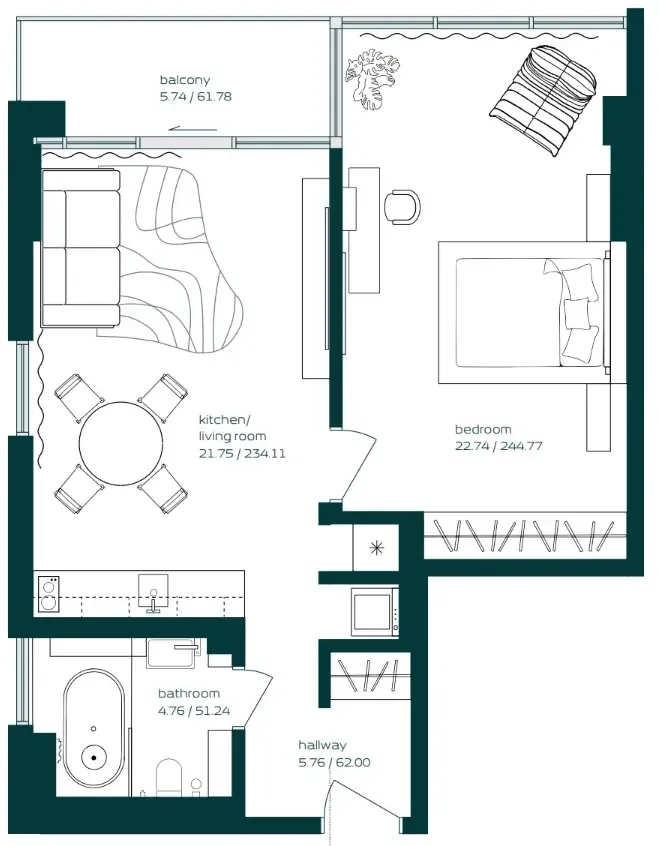 Floor plan — 1 BR
