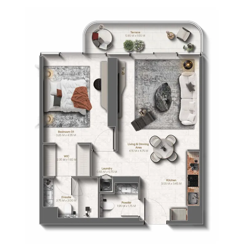 Floor plan — 1 BR