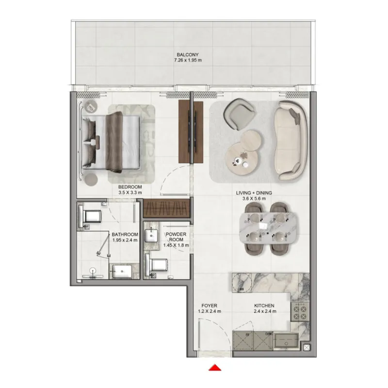 Floor plan — 1 BR