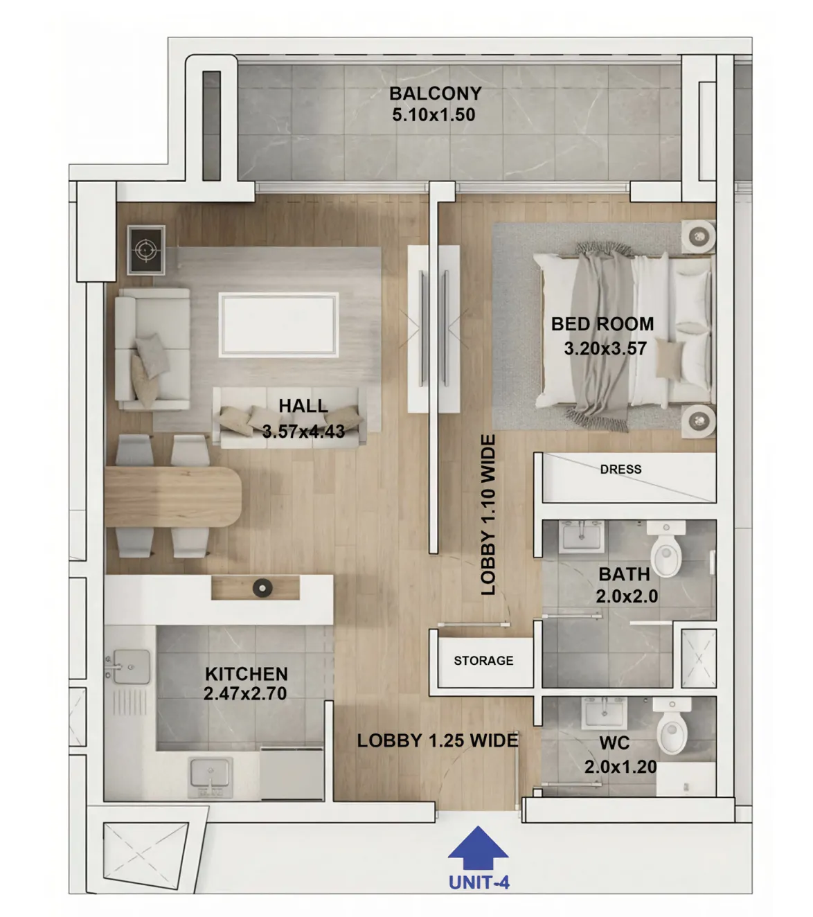 Floor plan — 1 BR