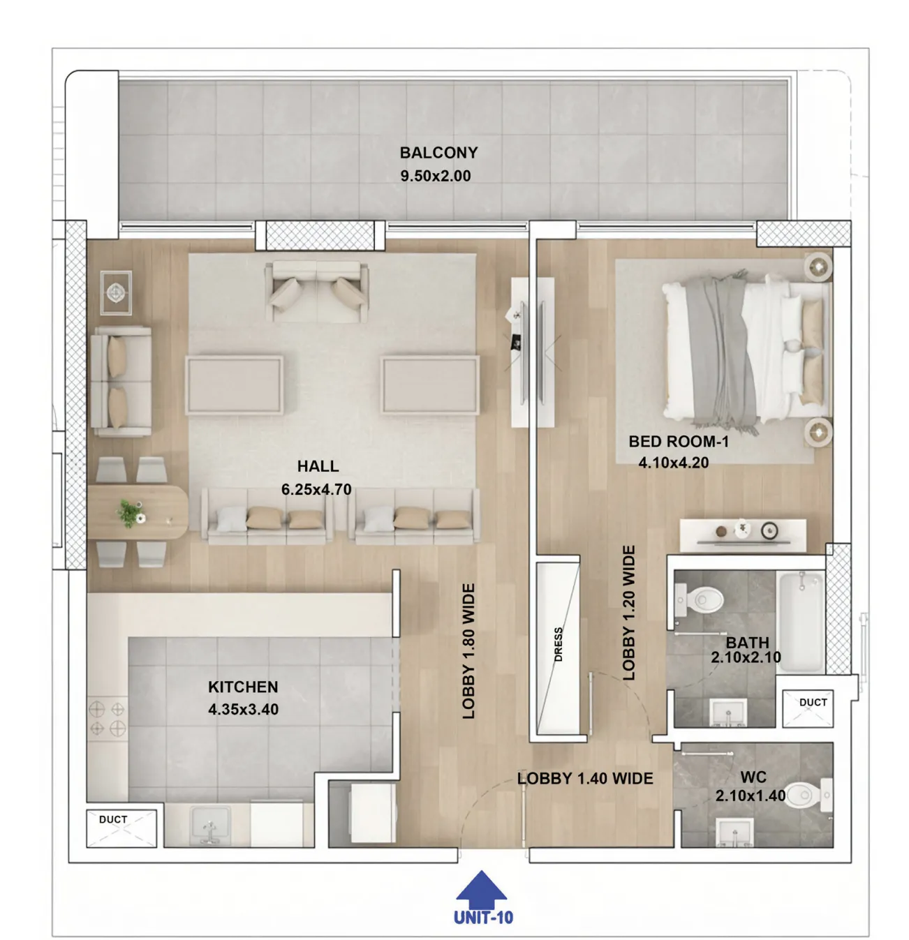 Floor plan — 1 BR