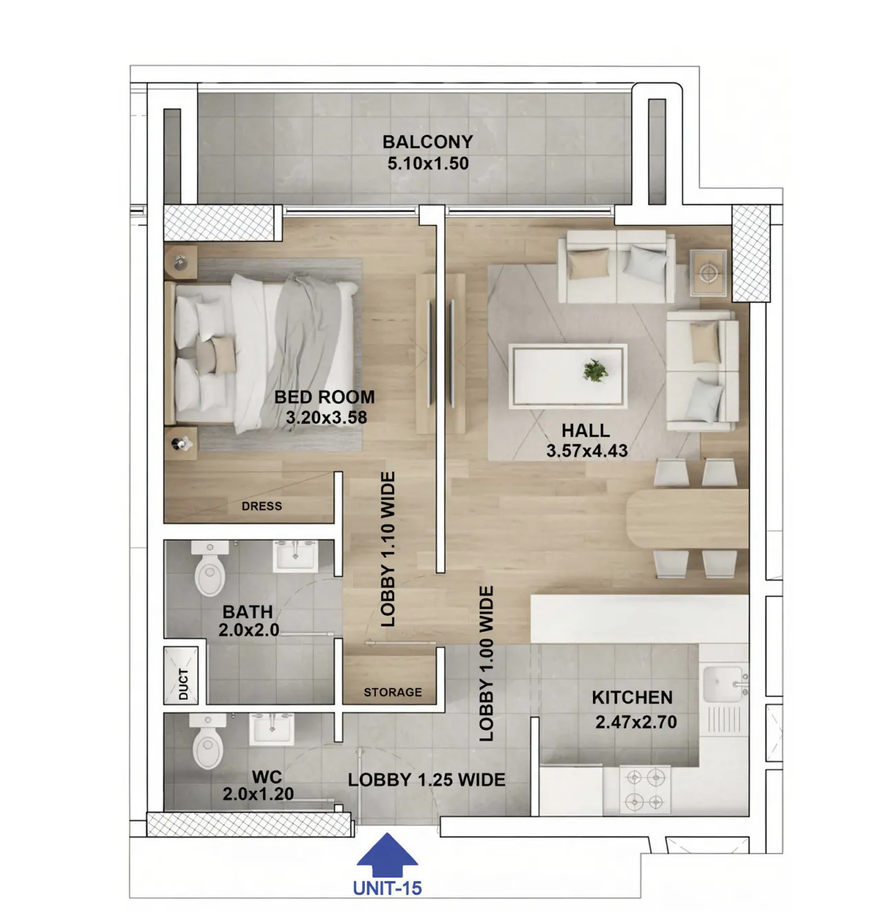 Floor plan — 1 BR