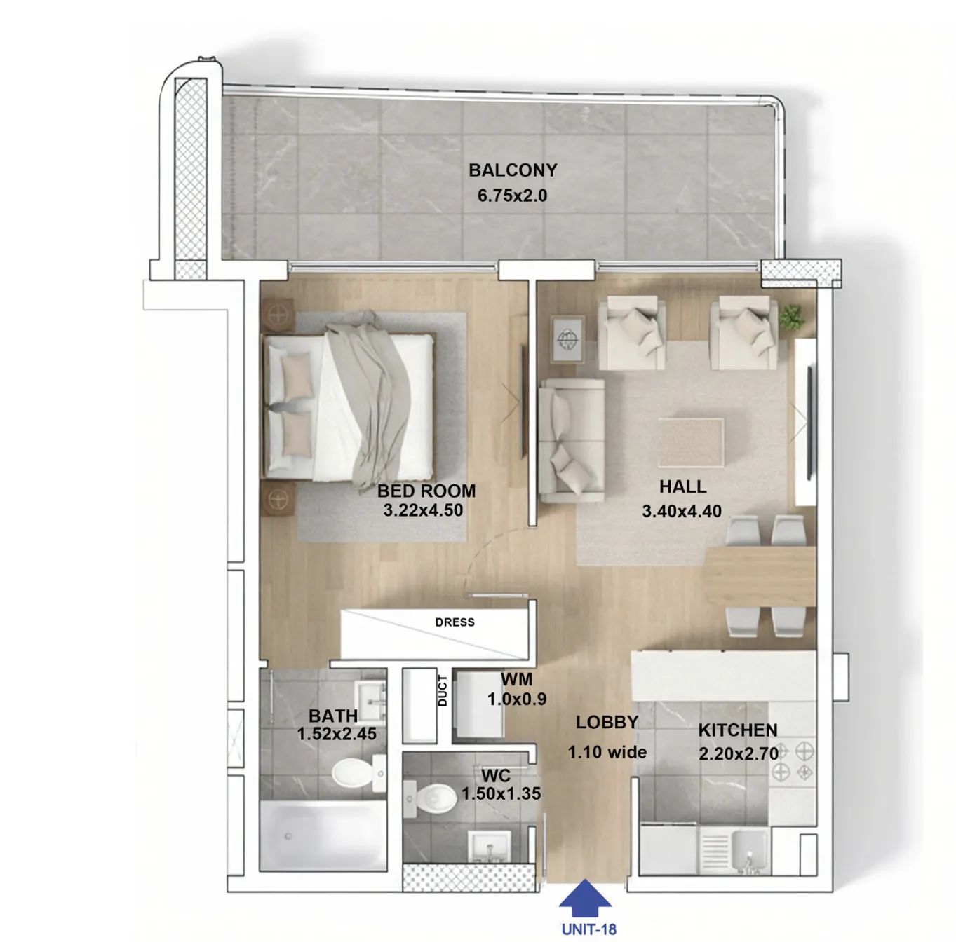 Floor plan — 1 BR