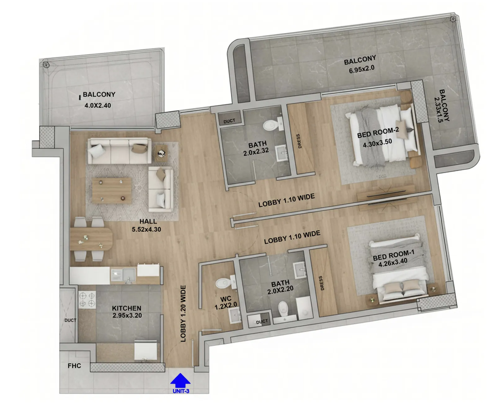 Floor plan — 2 BR