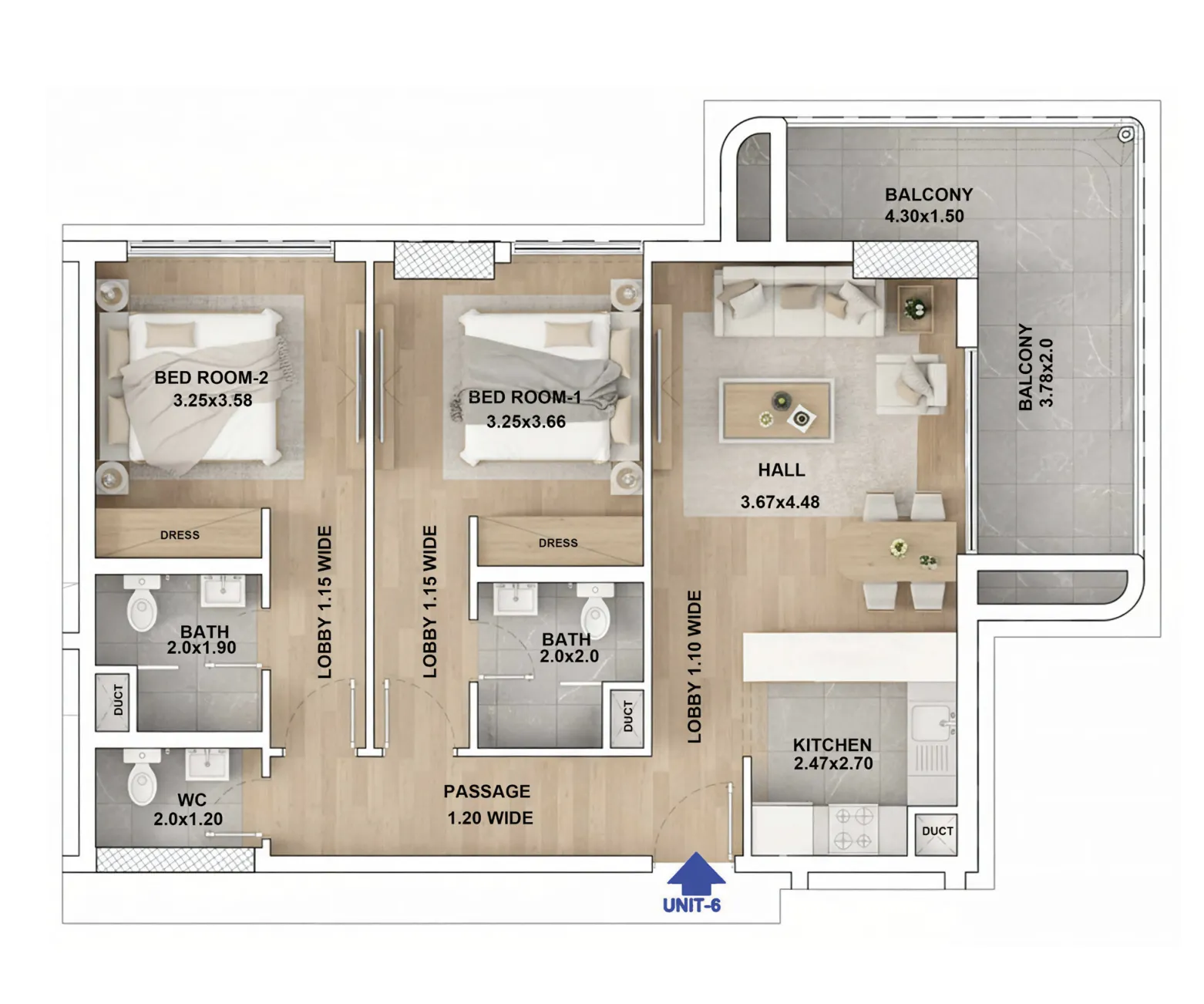 Floor plan — 2 BR