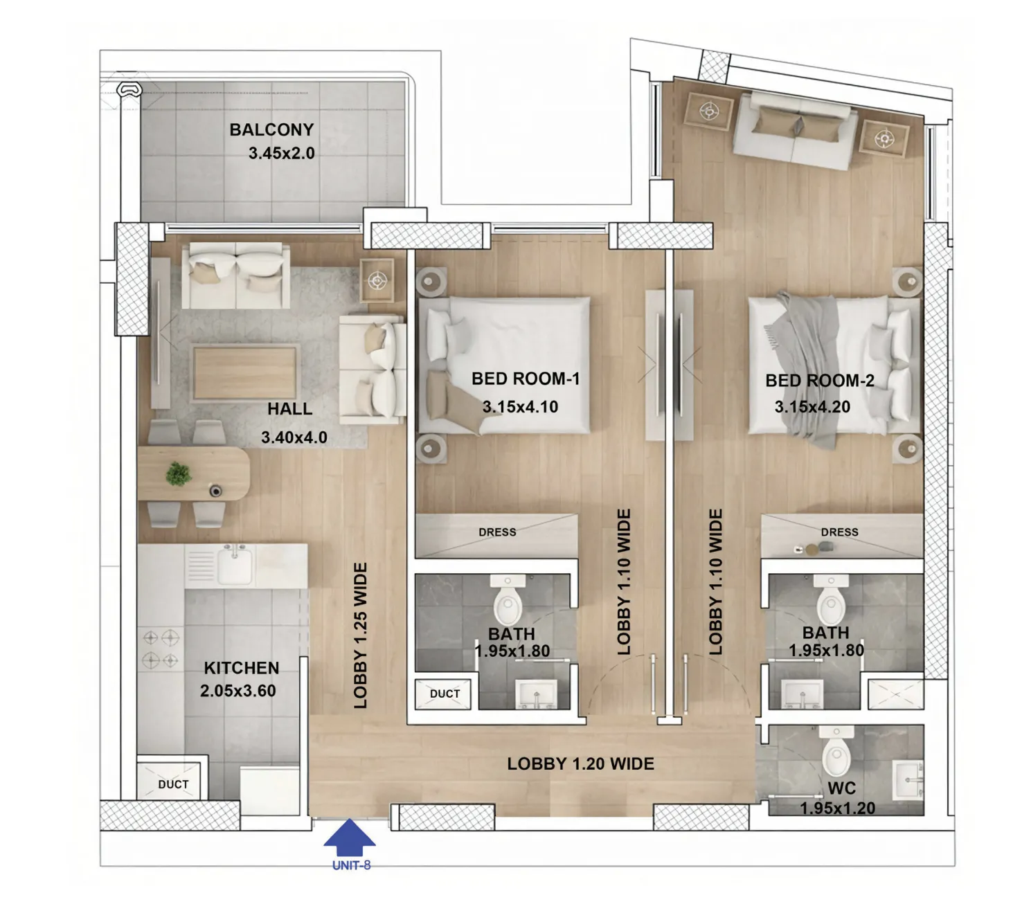 Floor plan — 2 BR