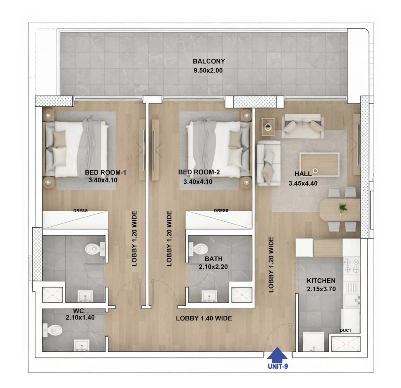 Floor plan — 2 BR
