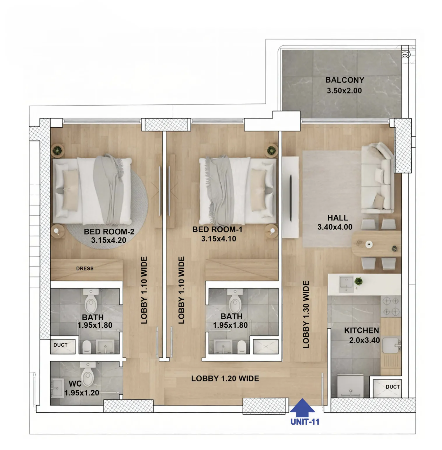 Floor plan — 2 BR